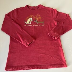 ⭐️Teddy the Dog Pink Red Long Sleeve Cotton Graphic Tee It's Been a long Year S
